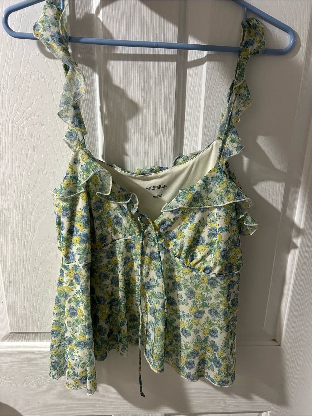 wild fable Yellow and Blue Floral Ruffle Camisole